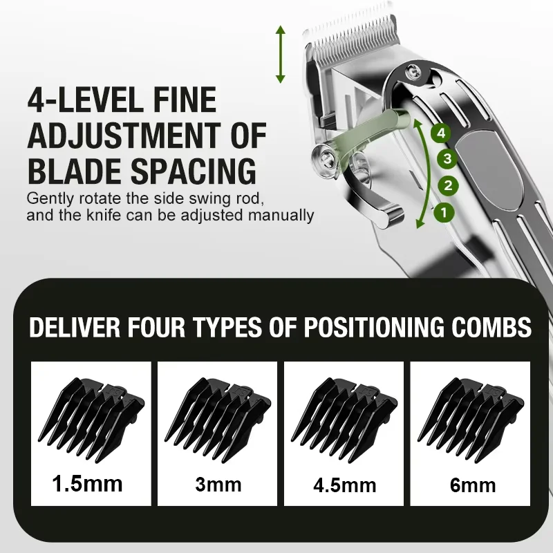 All metal blade male clipper, electric hair clipper, household electric hair clipper, hair salon, high-power pet clipper - 2