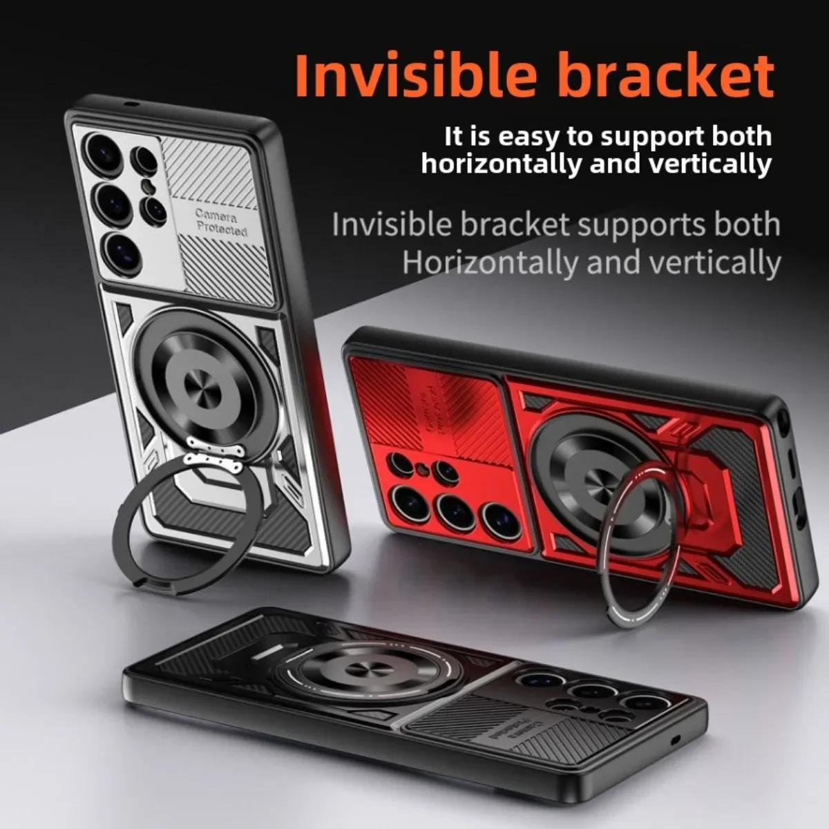 Enhanced Armor Case with 360° Rotating Ring Stand and Magnetic Wireless Charging Compatibility