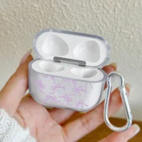 Pink Bow Designed Case For AirPods 4 3 1 2 Gen Earphone Protecitve Case For AirPods Pro2, Pro3,Pro Cover with Keychain Accessory 4