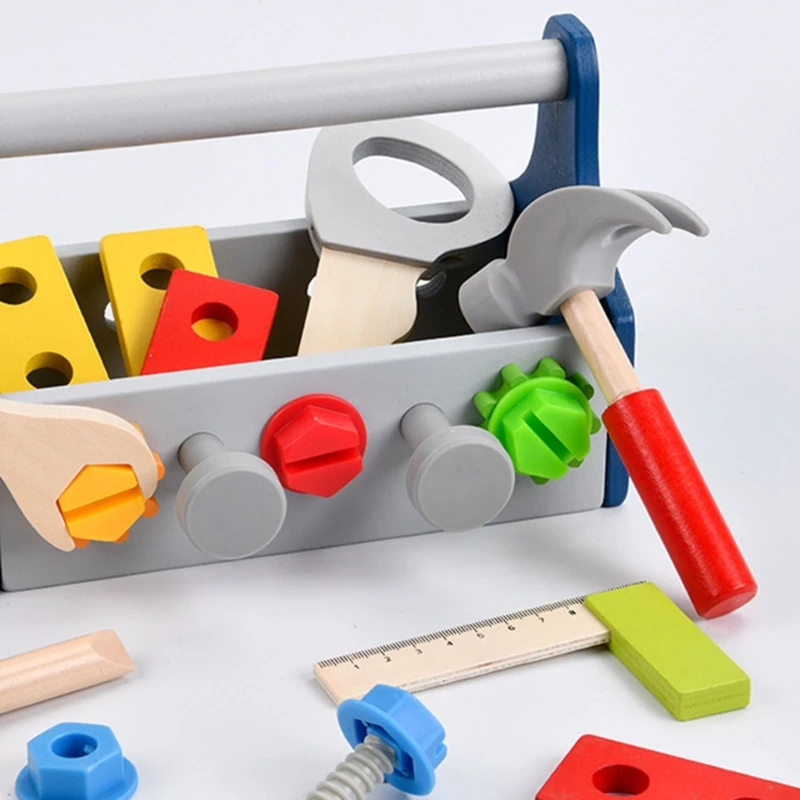 나무 도구 장난감 도구 상자 감각 장난감  취학 전 학습 교육 장난감 목조 건축 장난감 생일 선물