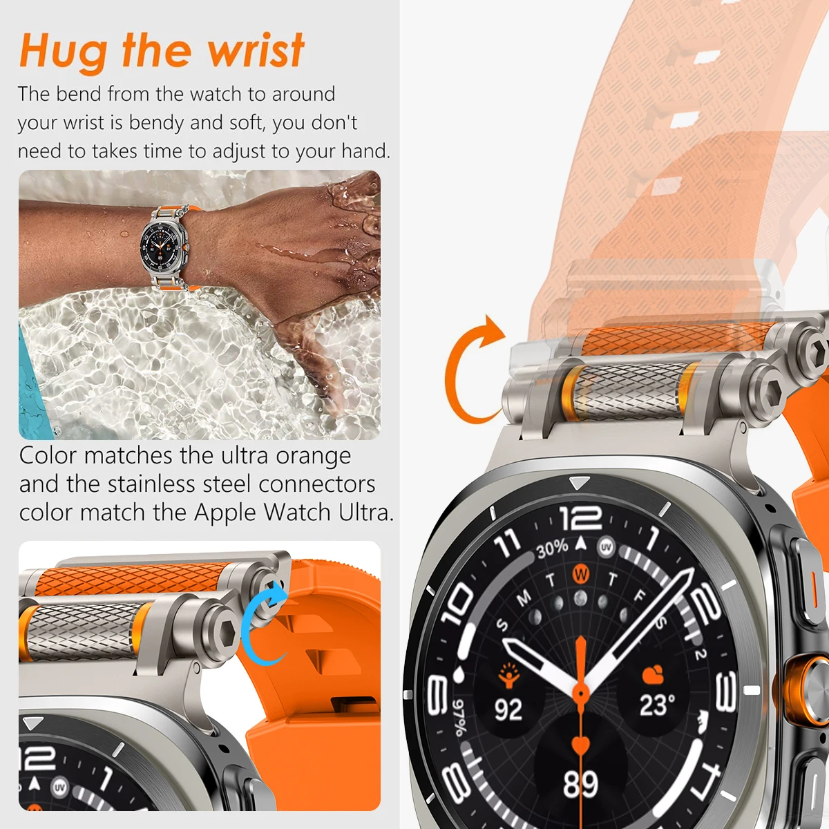 Elegant Silicone Sport Strap for Luxury Watches - 47mm No-Gap Wristband Bracelet