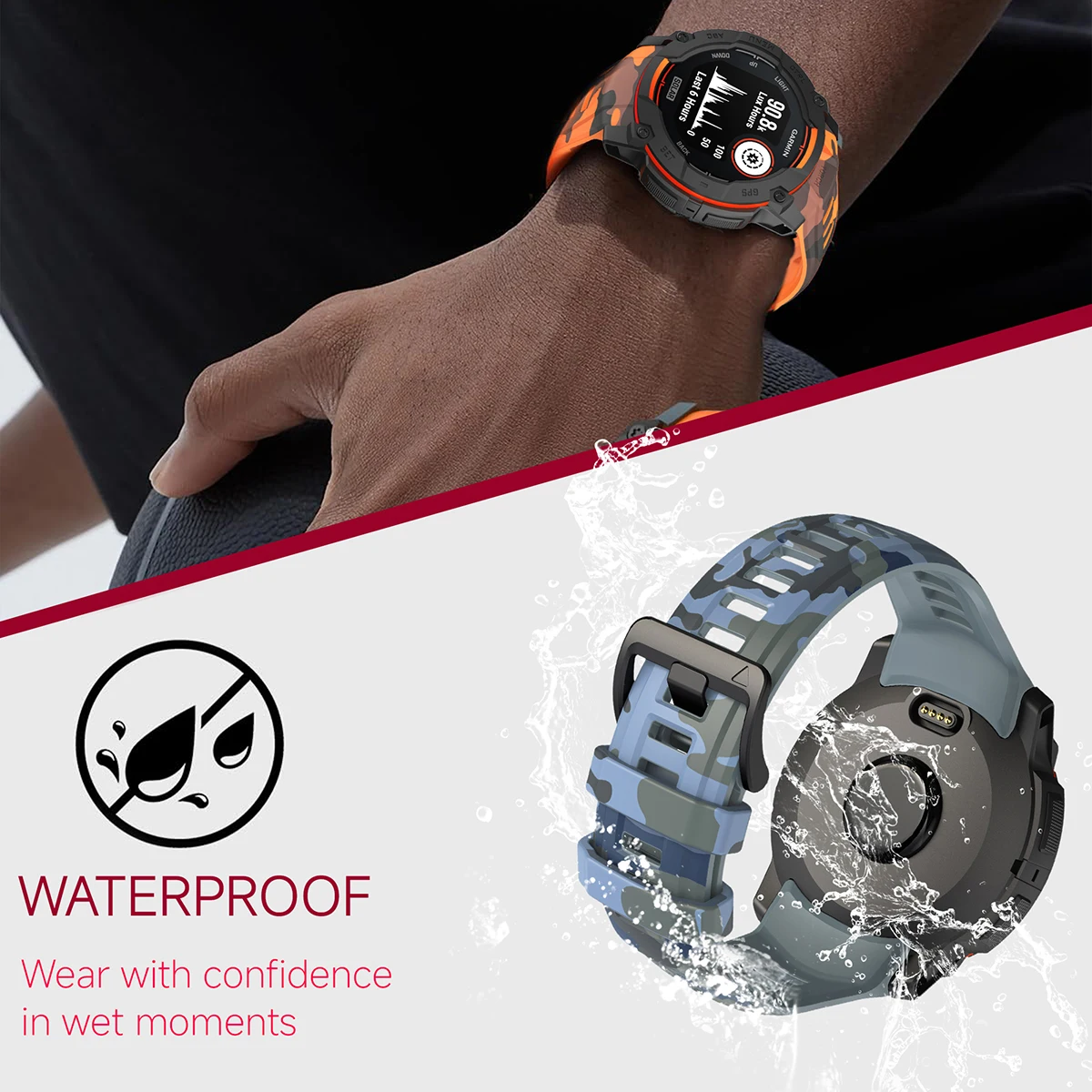 Eco-Friendly Camouflage Printed Silicone Watch Strap (22/26mm)