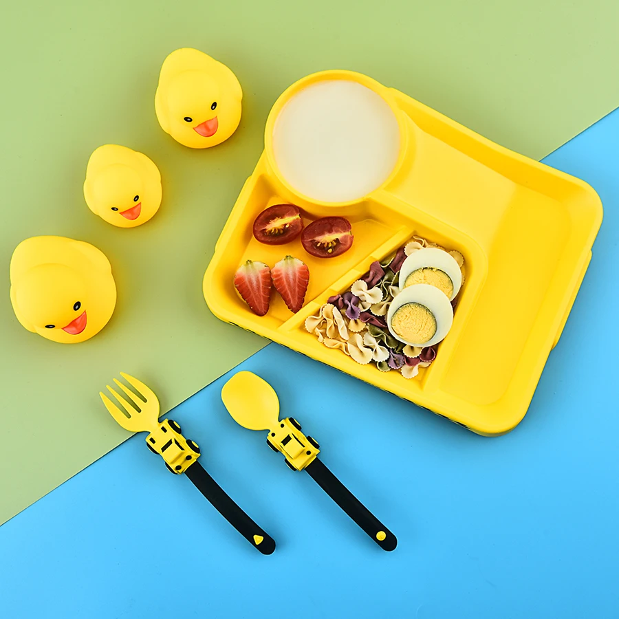 Children's Feeding Dish Set of Dishes for Baby Stuff Suction Cup Plate Aesthetic Tableware for Kids Plates Utensils Dinner Kit baby tableware set