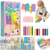 1Set Drawing Papers Squeegee Art Kids Paint Kit DIY Material Animal Pattern Color Scratch Painting Rainbow Dot 2