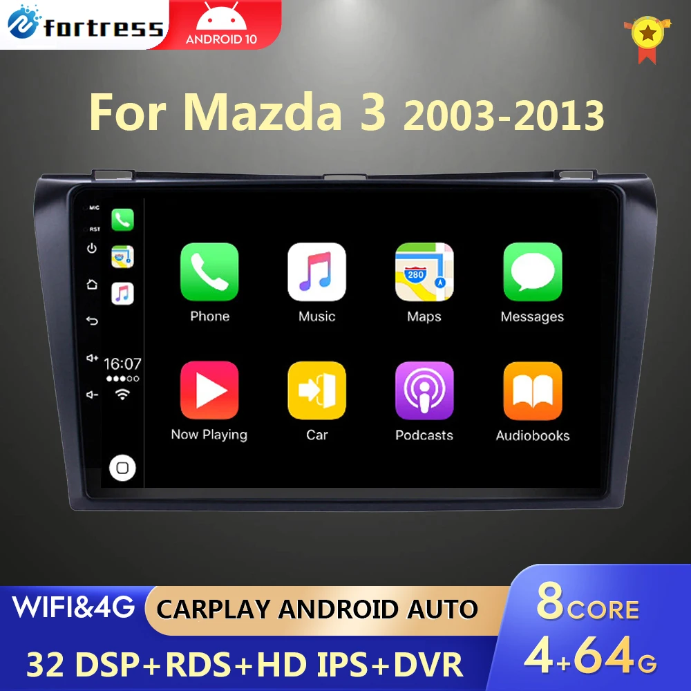 For Mazda 3 2004-2013 maxx axela android 9.0 Car DVD GPS Radio Stereo 1G 16G WIFI Free MAP Quad Core 2 din Multimedia Player |