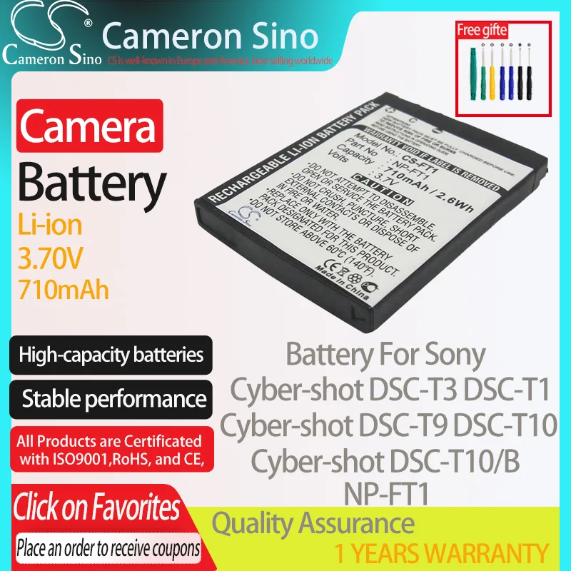 Batteria Cameronsino Per Sony Cyber-Shot Dsc-T3 Dsc-L1/L Dsc-T1 Dsc-T3/B Dsc-T10 Dsc-T9 Adatto Per Sony Np-Ft1 Batterie Per Fotocamere Digitali