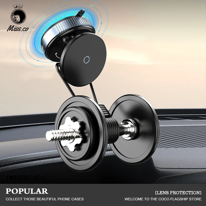 New Intelligent Mobile Phone Holder Double-Sided Folding Bracket Car Mount Magnetic Adsorption Bracket Vacuum Adsorption Stable