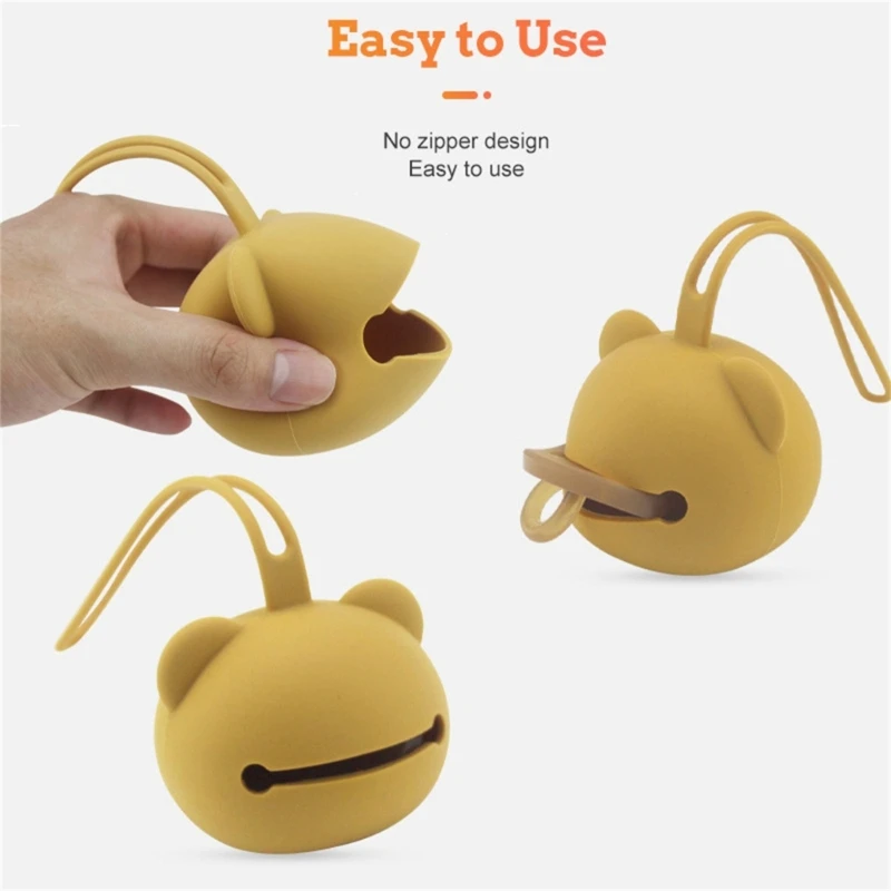 Bear pacifier case Silicone Box Dustproof Storage Bag Portable Soother Organiser for Infant Toddlers
