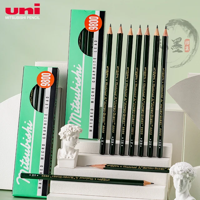 Japanese Stationery 12pcs Uni Sketch Pencil 9800 HB/14B/12B/2B/10B Professional Art Student Special Drawing Soft Carbon Stylo 1