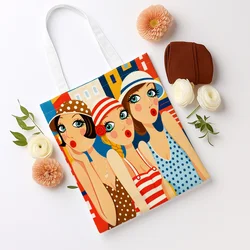Vintage - Inspired Girls' Printed Tote Bag - Stylish and Eco - Friendly - 35cmx40cm (1pc)