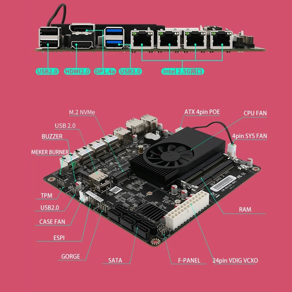  NAS ,  μ, 4 ھ, 4 , 4x2.5G, i225 Ʈũ, 2 M.2 , 6x SATA DP HD, N5105