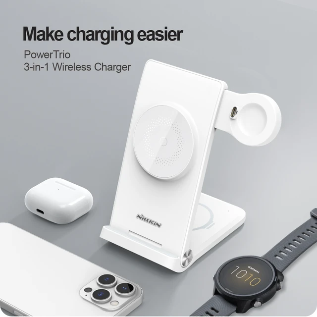 Chrono - Nillkin Chargeur sans fil réglable avec support de téléphone, 2 en  1, support de charge sans fil, compatible avec iPhone 12 Pro Max/12 Pro,  Samsung S20 Ultra/Note 20, Huawei P40