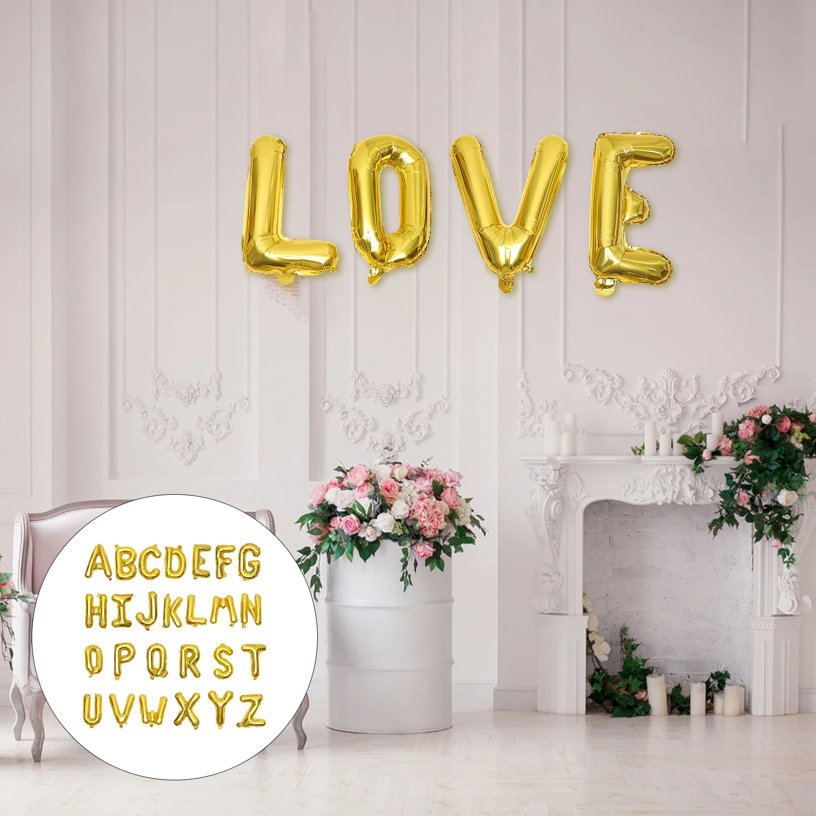 

Foil Letter Balloons A- Z Alphabet Balloons Aluminum Hanging Foil Film Alphabet Letter Balloons for Wedding Birthday