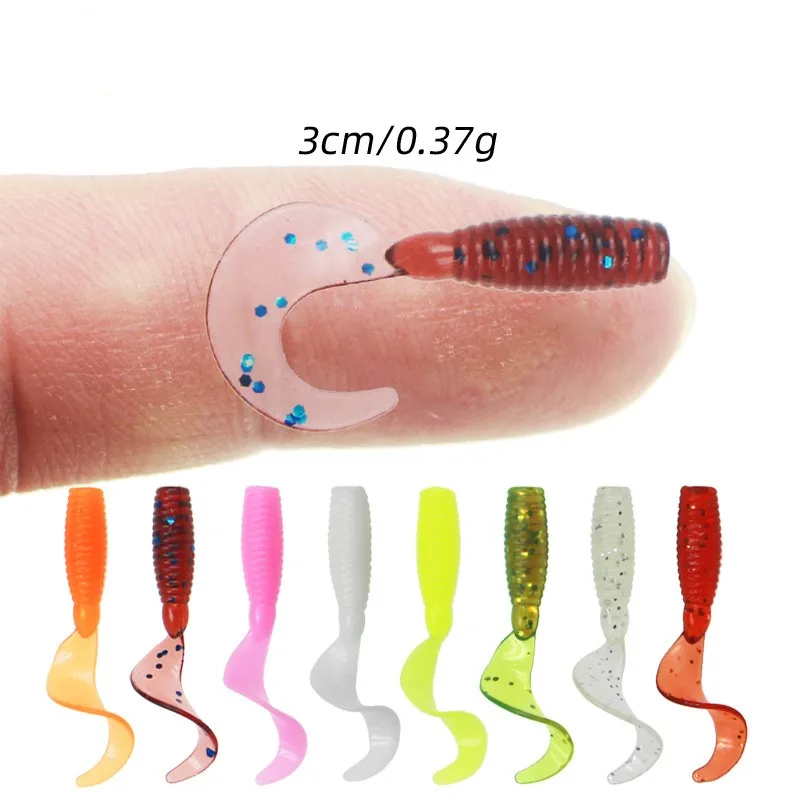 

Sea.Yolo 1/10pcs/box Roll Tail Soft Bait Lure Bait Biomimetic Insect Noctilucent Spiral Pattern PVC Soft Insect Fishing Good