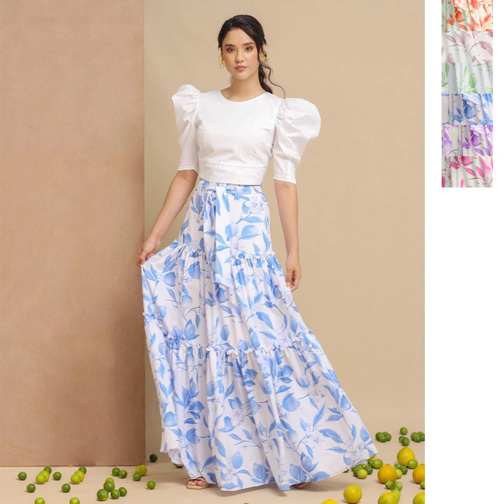 

Summer High Waist Long Printed A-Line Skirt Floral Skirt Women Casual Beach Faldas Female Boho Lace Up Waist Holiday Maxi Skirts