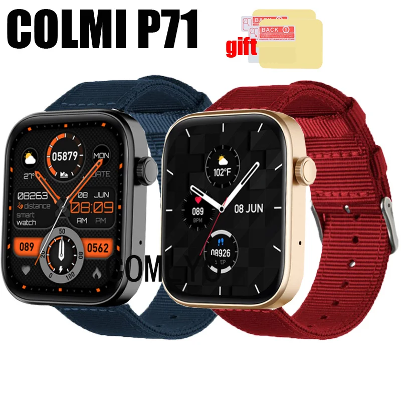 

3 в 1 браслет для COLMI P71 P68 ремешок для умных часов нейлоновый ремешок Canva защита экрана