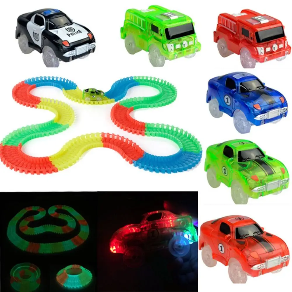 

LED Lights Glowing Track Toy Car Flashing Light Curved Track Magical Track Assembly Plastic Education Roller Coaster Toy