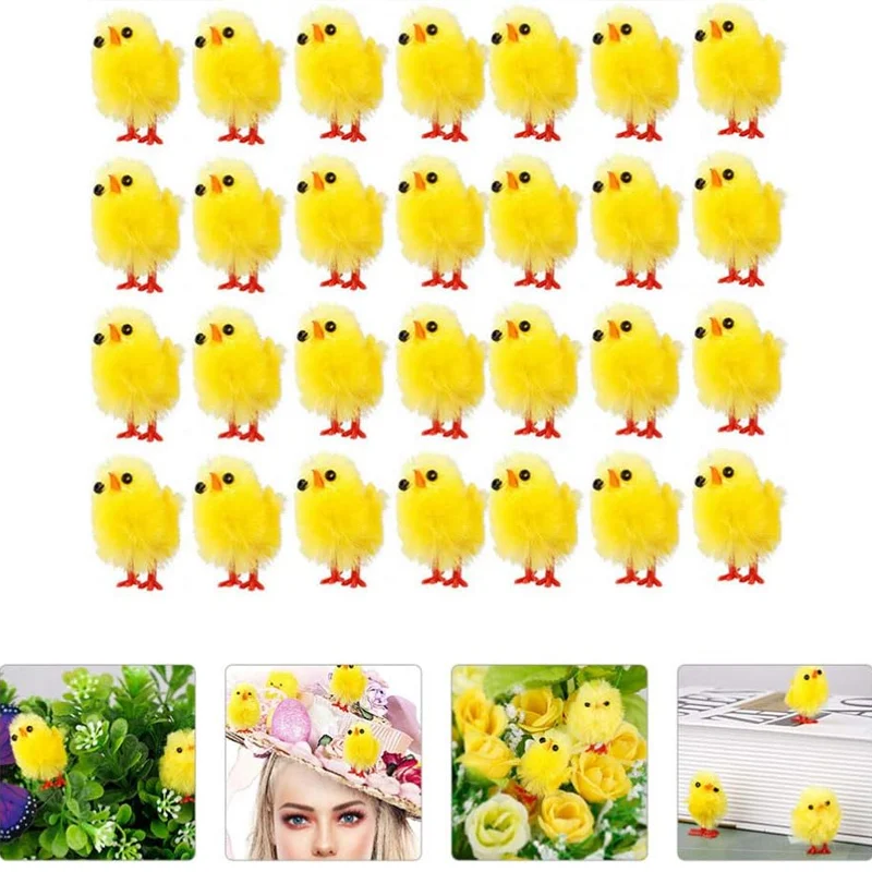 6-72PCS Festive Easter Yellow Mini Chick DIY Craft Party Gift Egg Decor Holiday Decoration Seasonal Spring Home Ornament