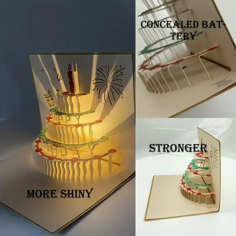 Musical greeting cards 3D Pop Up Gift Card with Led Music Gift Cards with Envelope Wedding Decorations for Tables