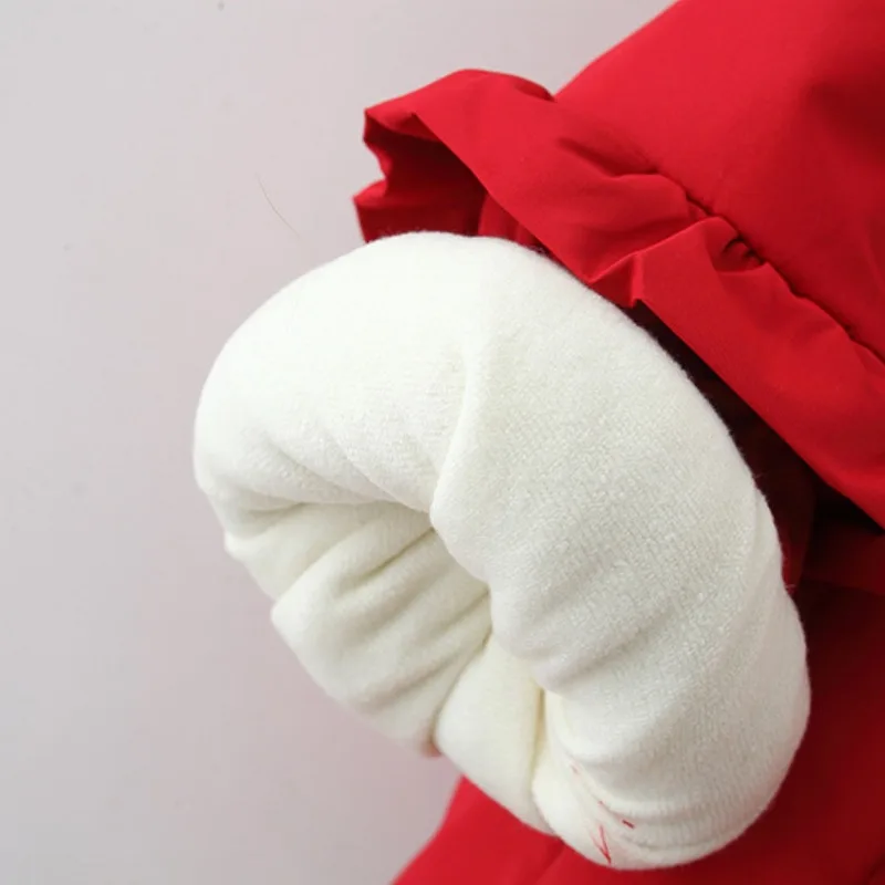 Girls Coat Winter New Santa Claus Lace Collar Cotton Coat 1-5 Yr Girls Velvet Thickened Pointed Hat Cotton New Year Clothes