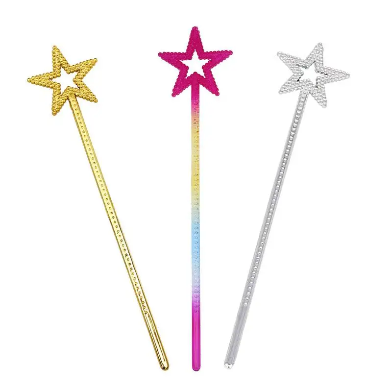 Magic Wand For Kids 1/5pcs Golden Silver 13 Inches Star Wand Fairy Princess Angel Sticks For Girls Costume Birthday Party