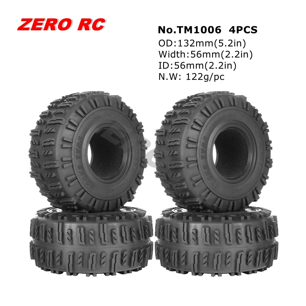 4-Pack RC 2.2 Crawler Mud Tires – 130mm Tall, Fits 2.2 Beadlock Wheels – Off-Road RC Upgrade Tires With Foam Insert - View #3