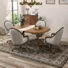 Douglas Casual Dining Chairs Classic Swivel Tilt Dining Chairs with Casters, Wooden Arm Metal Base Chairs with Rolling Wheels f 2