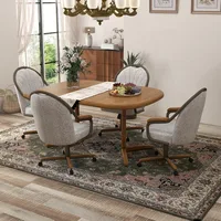 Douglas Casual Dining Chairs Classic Swivel Tilt Dining Chairs with Casters, Wooden Arm Metal Base Chairs with Rolling Wheels f 2