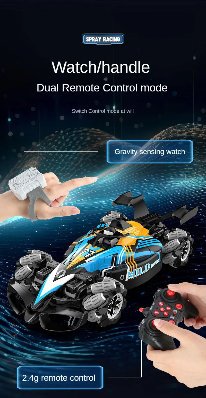 F1 Rc Drift Car With Music Led Lights, 2.4G Radio Controlled Double-Row 4Wd Stunt Cars, Electric Toys For Kids