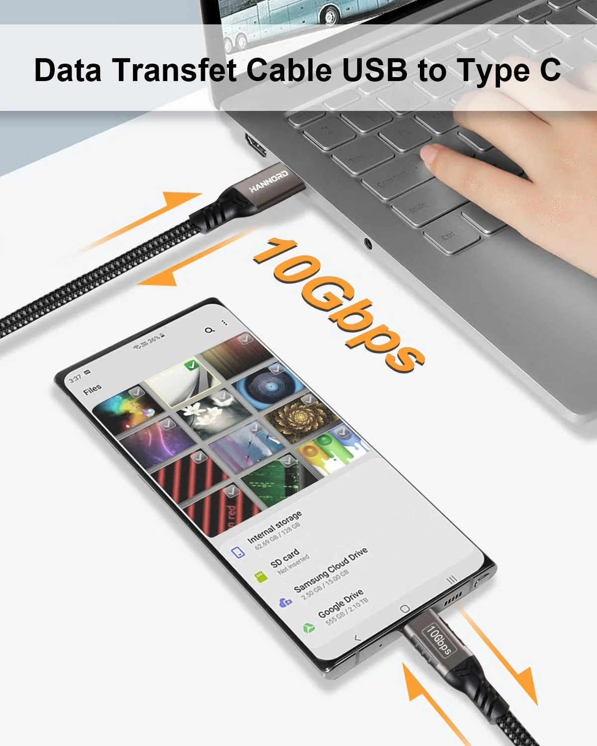 USB3.2 10Gbps USB A to USB C 3.2 Gen2 타입-C 케이블 데이터 전송 3A 60W QC 3.0 고속 충전 (아이폰, 맥북, SSD용)