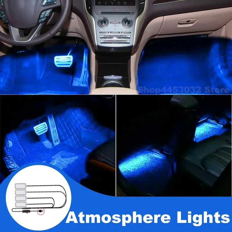 Accessori Per Auto Per Lincoln Navigator Mks Mark Lt Mks Town Led Lamp Usb Foot Ambient Light Interieurs Voiture Blue
