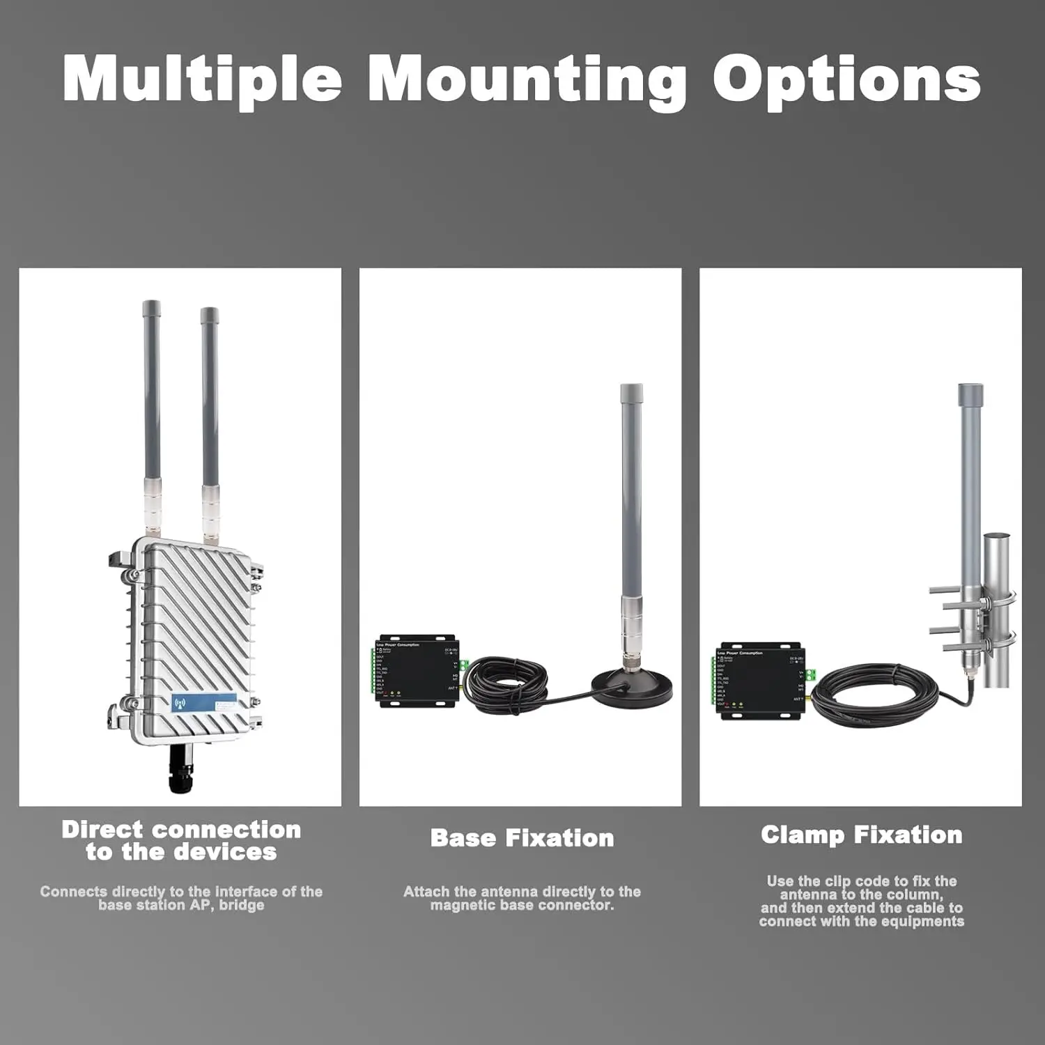 Antenne radio télécommandée pour drone, équipée d'un support pivotant et d'un câble de connexion.
