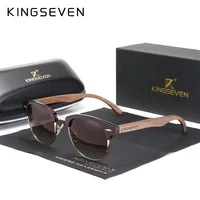 KINGSEVEN marque noyer lunettes de soleil hommes femmes polarisées UV400 lentille bois cadre rond lunettes Vintage rétro luxe lunettes Patchwork 3