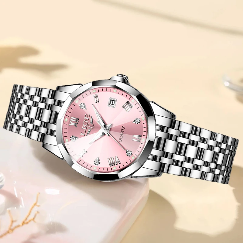 LIGE Creative Watch Women's Watches Fashion Waterproof Date Women's Quartz Wristwatch Top Brand Luxury Bracelet Watch For Girls