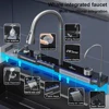 Sink Waterfall Kitchen Sink Large Single Slot Integrated Digital Display Faucet Set Kitchen Utensils Set Cold Hot Water Mixer 2