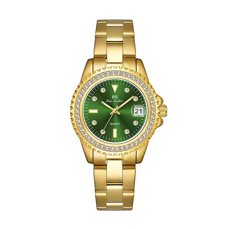 Diamond Womens Watches Gold Stainless Steel Clock Luxury Fashion Casual Calendar Quartz Watch For Women Ladies Wristwatches Gift