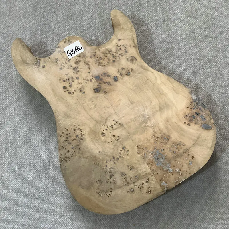 

Unfinished Electric Guitar Body Nature Color Solid Burl Wood Top With Alder DIY Guitar Parts Replace Accessories GB663