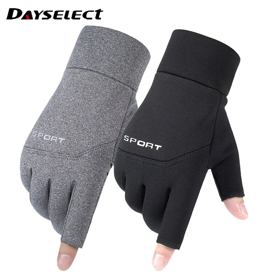 Fall Winter Second Finger Gloves Padded Warm Fishing Gloves Half Finger Touch Screen Windproof Anti-slip Cycling 1Pair cycling gloves,fingerless gloves,fishing gloves