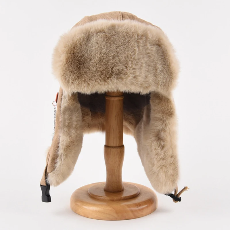 HT4108 Bomber Hat Men Women Thick Warm Russian Ushanka Fur Hat Fashion Male Female Winter Black Grey Earflap Ski Russian Cap winter hat fur hat earflap hat