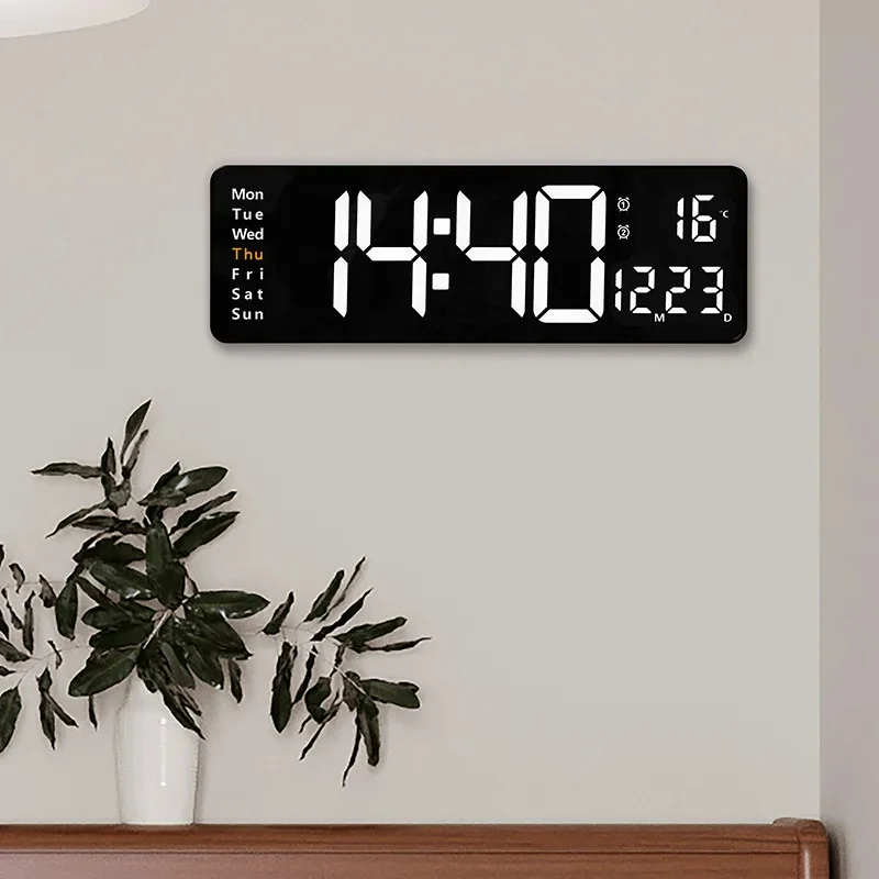 Digital Wall Clock Creative Number Color Nightlight Temperature Calendar Alarm Clock LED Large Number Electronic Backlight Home Decor
