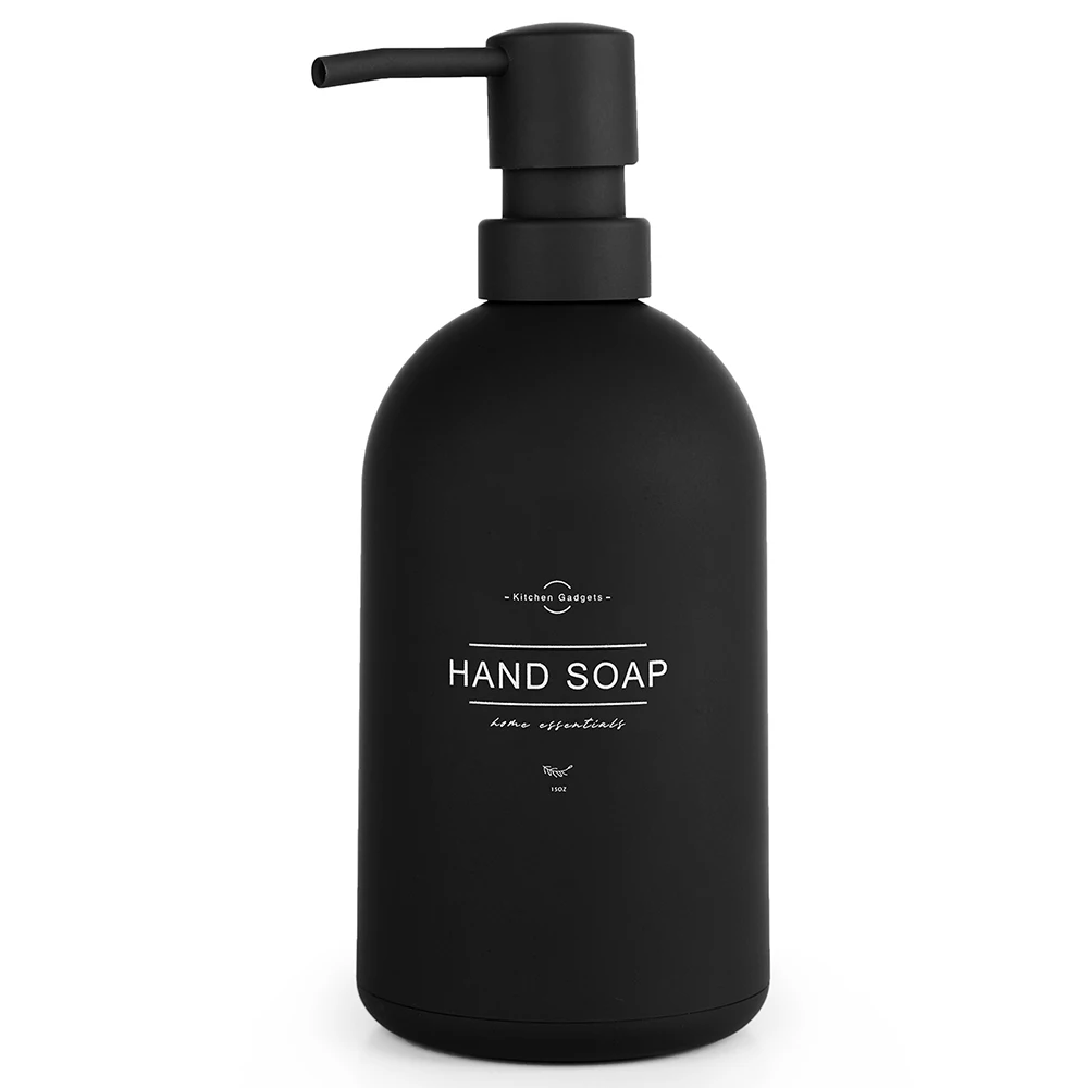 Soap Dispenser Matte Black Hand Soap Dispenser for Bathroom and Kitchen Countertop-Large Capacity 16oz Soap Pump