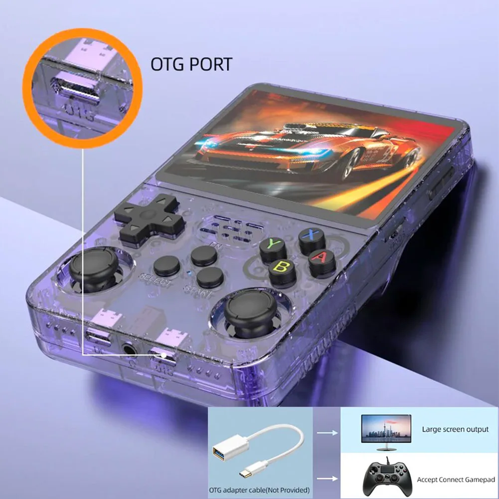 Console Portable Rétro M R36S - Écran IPS 3.5", Linux, 128 Go, Jeux Pré-installés, Violet 2024