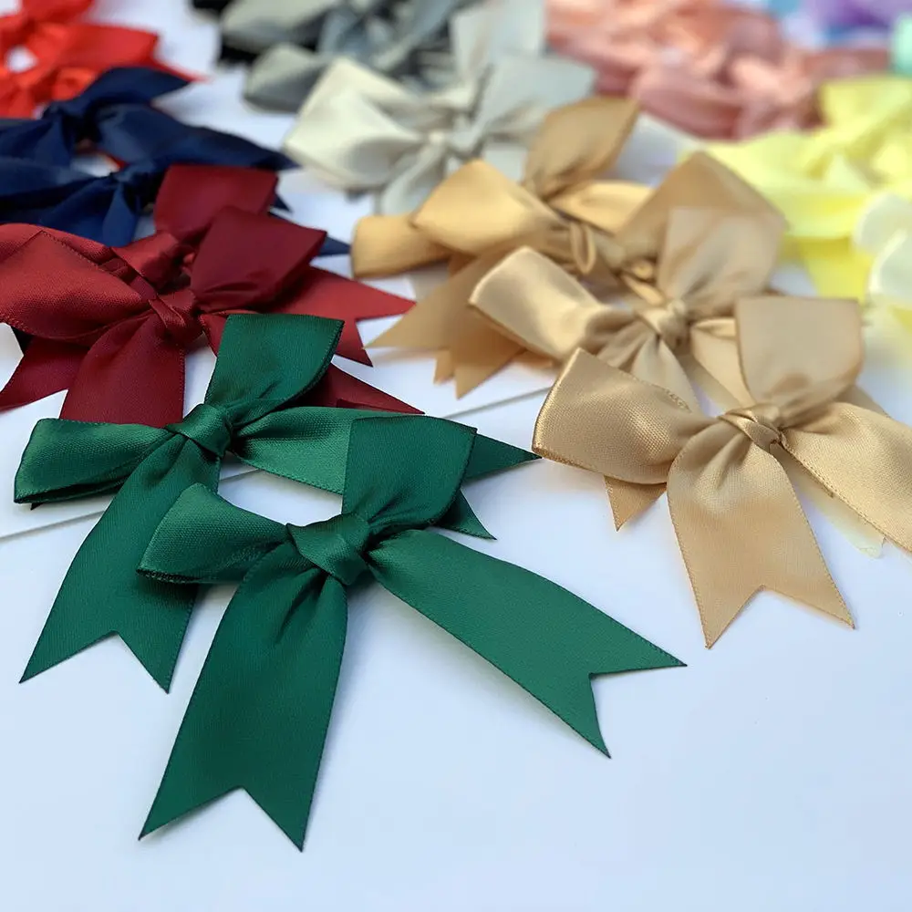 50PCS 85*85mm Satin Ribbon Bows Decoration For Craft Gift Flower Headwear Clothing DIY Wedding Invication Card Bags Party Decor ribbon decoration satin ribbons ribbon supplies satin ribbon