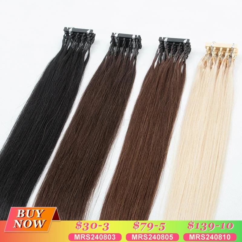 Human Hair Extensions MRS HAIR 6D Hair Extensions Human Hair Non-Remy 6D2 Extensions Micro Tiny Invisiable Metal Tips Keratin Bonds