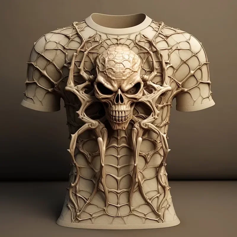 

Fashion 3D Spider Print T Shirt For Men Funny 3D Skull Pattern Oversized T-shirt Summer Casual O-neck Short Sleeve Pullover Tops