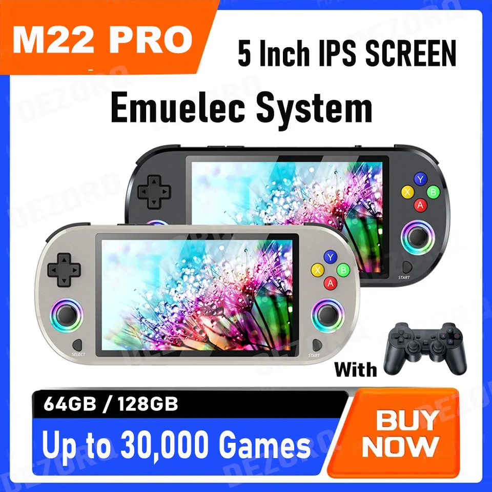 Console De Jeu Portable Rétro J M22Pro Avec écran HD 5.0 Pouces 1920*1080IPS, Prend En Charge LINUX/Emelec 4.3, Lecteur Vidéo Portable De Poche PSP