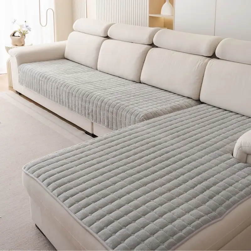 Plush Plaid Sofa Cushion Image 20