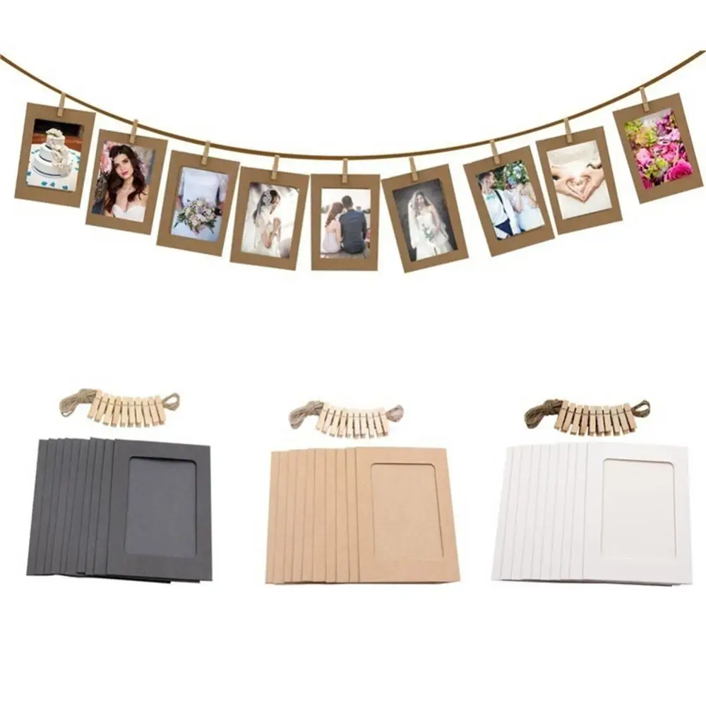 Photo Frame 220cm 6 Inch Paper Photo Frame With Clips Picture Holder Baby Shower Birthday Party Decor Combination Paper Frame Home Album