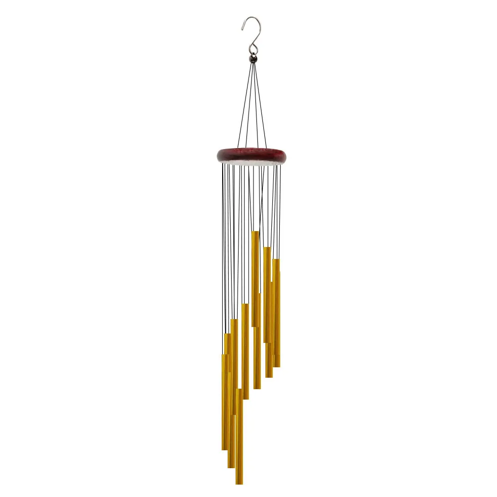 1 Stück 12 Röhren Aluminium legierung Windspiele mit Haken Gold/Silber Glocken für außerhalb zu Hause Hochzeits feier Gedenk dekoration Geschenke – Detail 5
