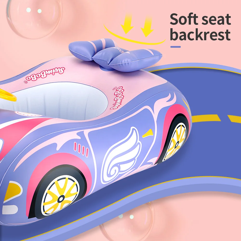 Swimbobo Kids Car Swimming Seat Float Ring Inflatable Infant Floating For Summer Swim Boat Circle Bathing Water Toy with canopy — view 3